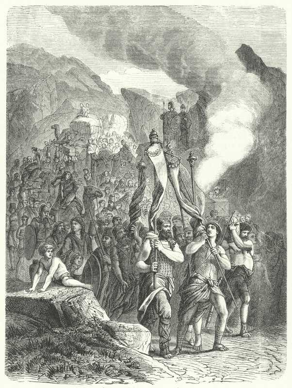Josué menant les Israélites en Terre Promise (gravure) - German School