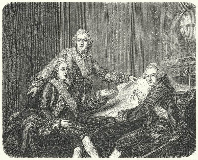 Le roi Gustave III de Suède en consultation avec ses frères Charles et Frédéric Adolphe (gravure) - German School