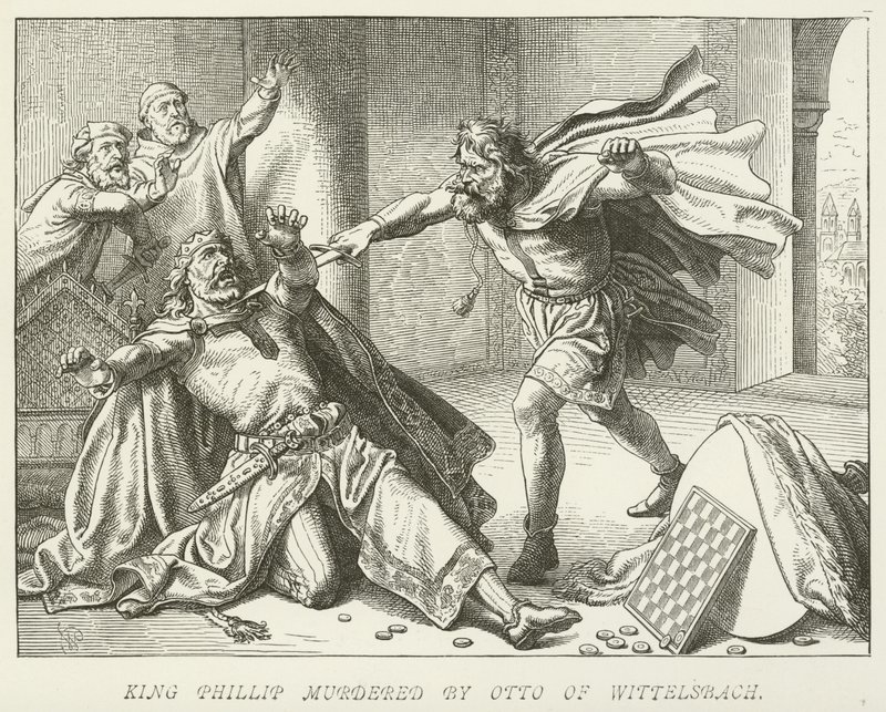 Le roi Philippe assassiné par Otto de Wittelsbach - German School