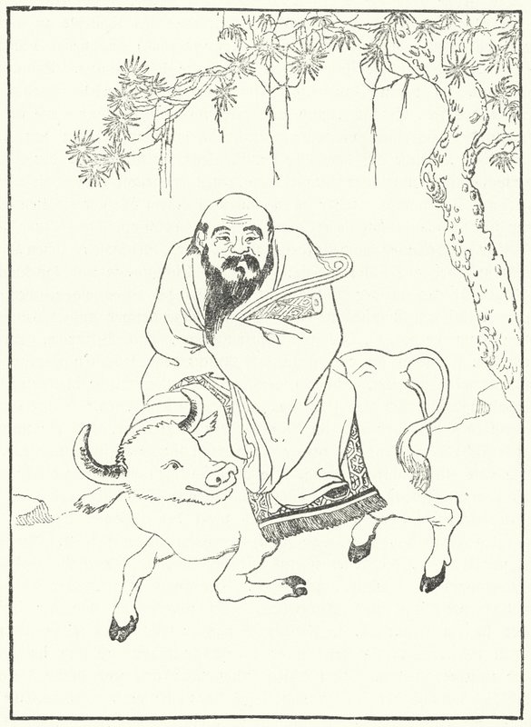 Laozi, ancien philosophe chinois, sur un buffle d