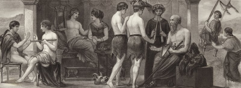 La vie et les arts dans la Grèce antique. Illustration pour Bilder-Atlas - German School
