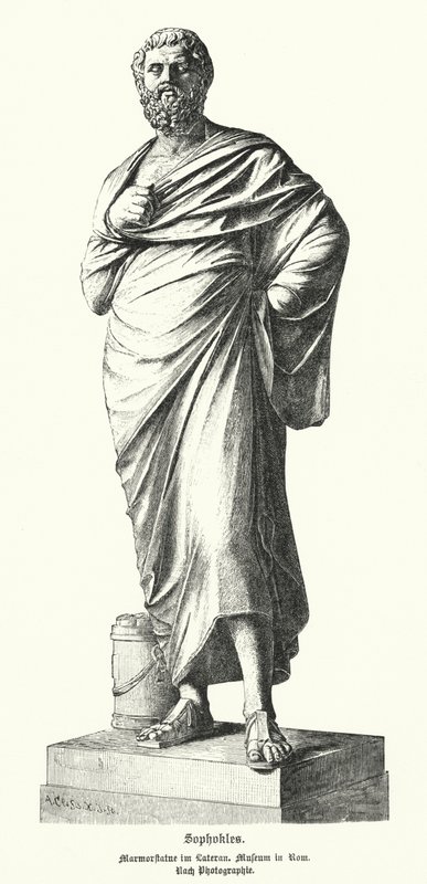 Statue en marbre de Sophocle, dramaturge grec ancien - German School