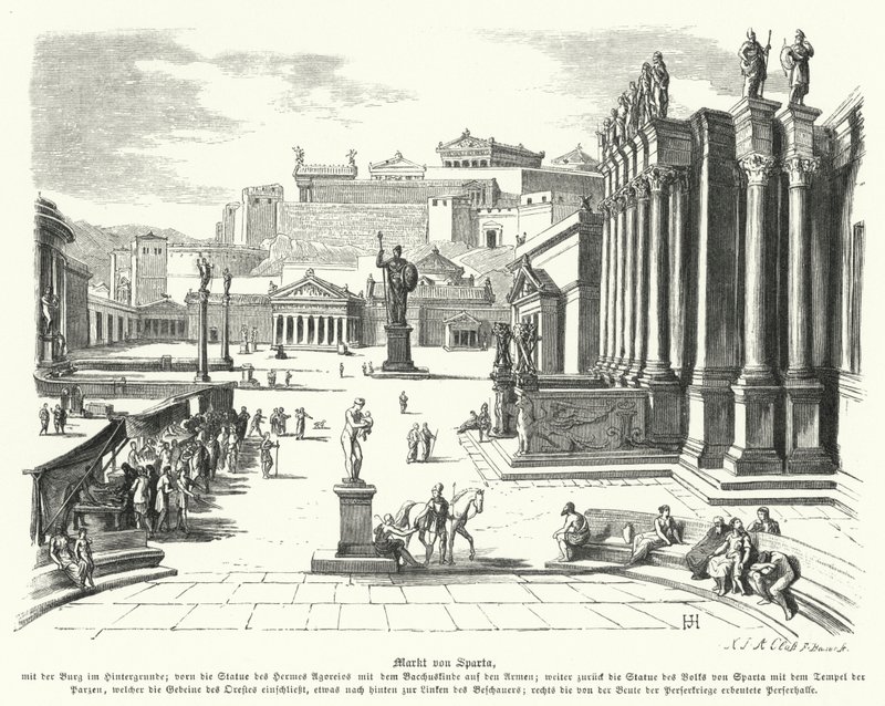 Marché de Sparte, Grèce antique - German School
