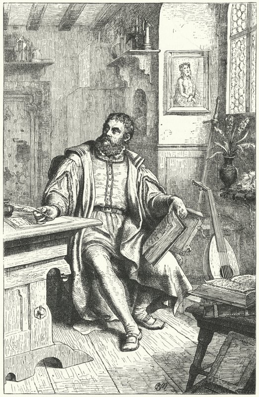 Martin Luther traduisant la Bible en allemand - German School