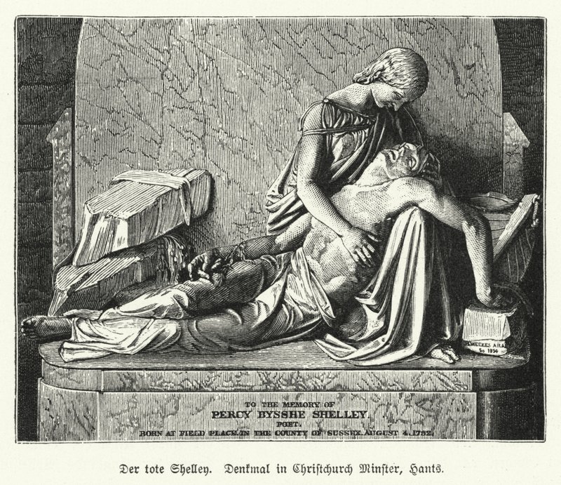 Monument au poète anglais Percy Bysshe Shelley, Christchurch Priory, Dorset - German School