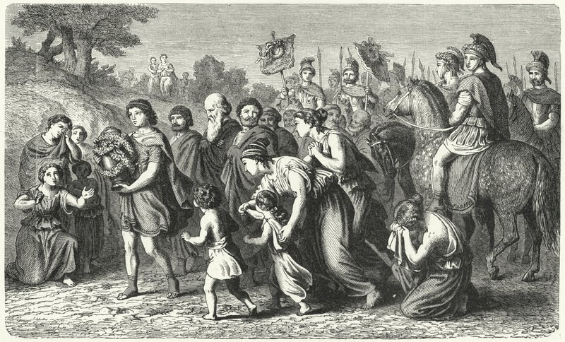 Polybe portant les cendres de Philopoemen en procession solennelle à Mégalopolis - German School