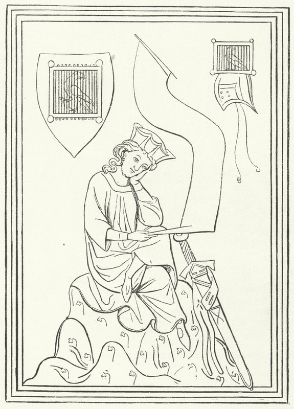 Portrait du poète lyrique allemand médiéval Walther von der Vogelweide du Codex Manesse (gravure) - German School