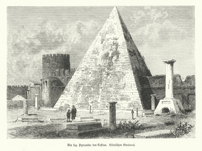 Pyramide de Cestius, tombe de Gaius Cestius, Rome, construite vers 12 av. J.-C. - German School