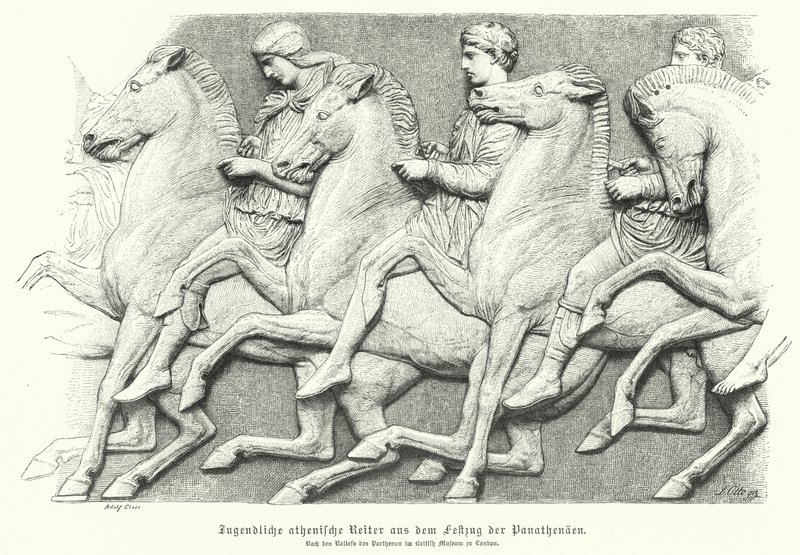 Relief de la frise du Parthénon représentant des jeunes Athéniens à cheval - German School