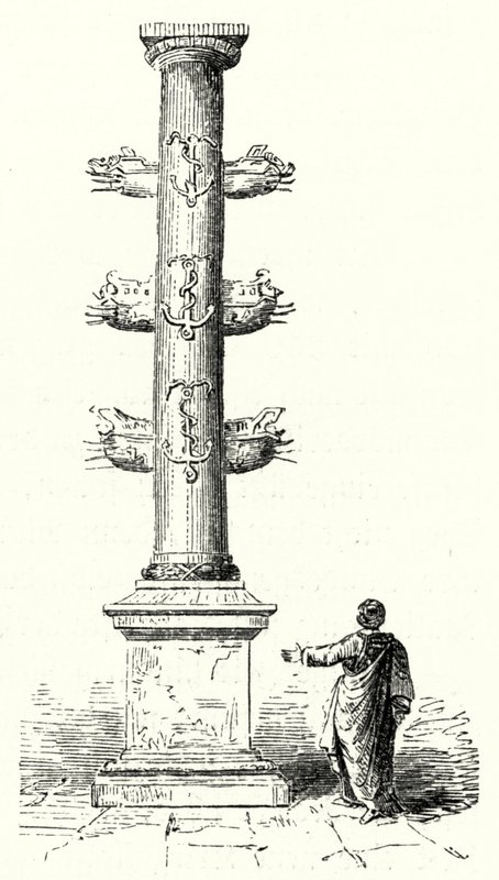 Colonne rostrale de Caius Duilius, commémorant la victoire navale romaine sur les Carthaginois à la bataille de Mylae en 260 av. J.-C. - German School