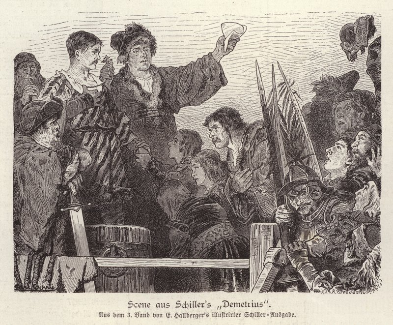 Scène de la pièce inachevée de Friedrich Schiller, Demetrius - German School