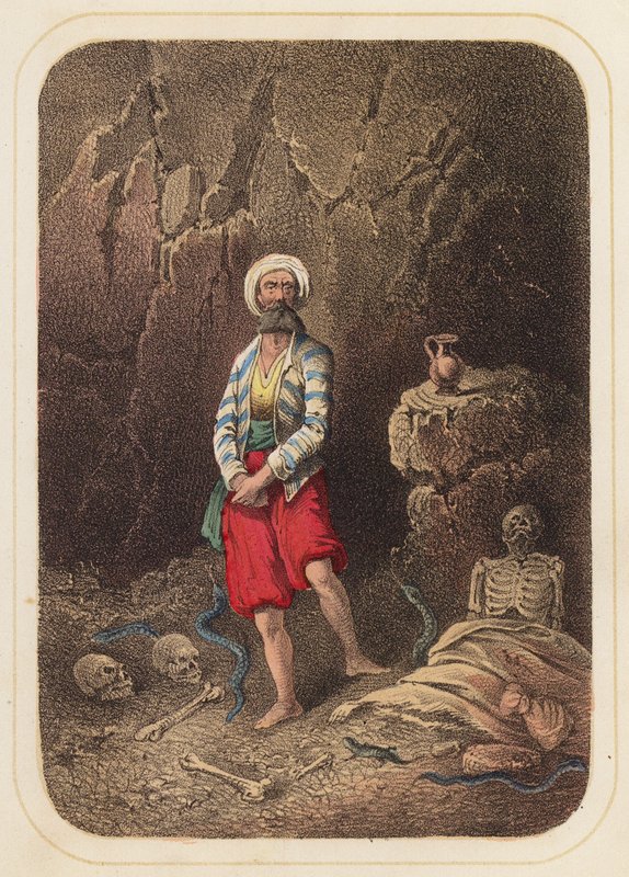 Sinbad le Marin dans une scène des Mille et Une Nuits - German School