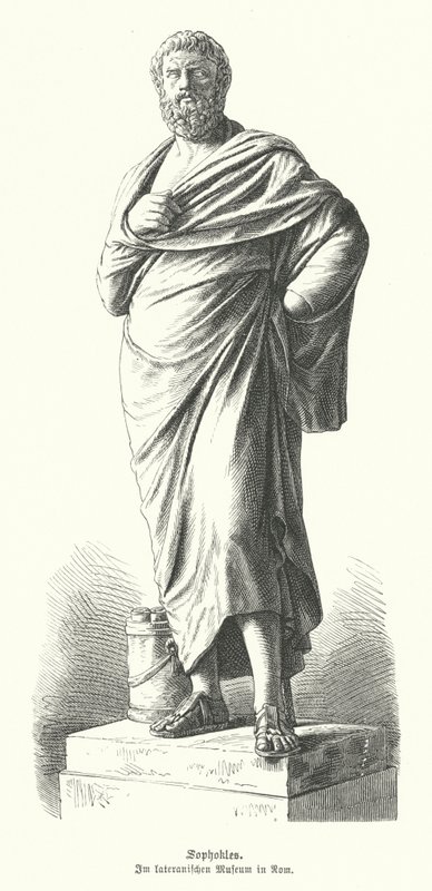 Statue de Sophocle, dramaturge grec antique - German School