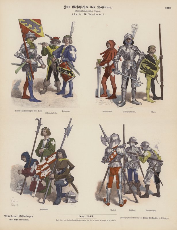 Costumes militaires suisses du 15ème siècle - German School