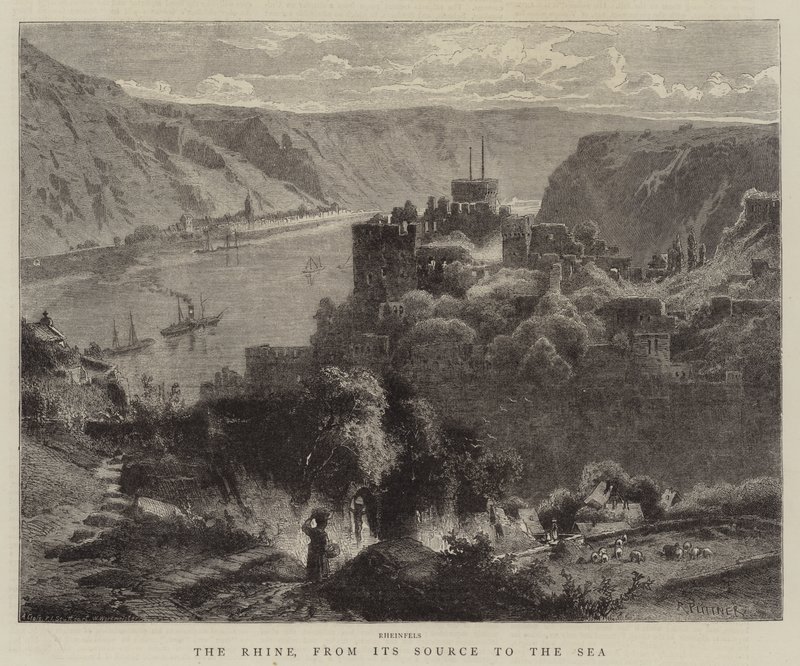Le Rhin, de sa source à la mer (gravure) - German School