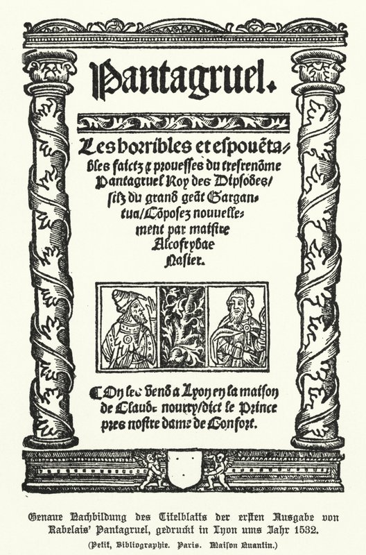 Page de titre de la première édition de Pantagruel, par l