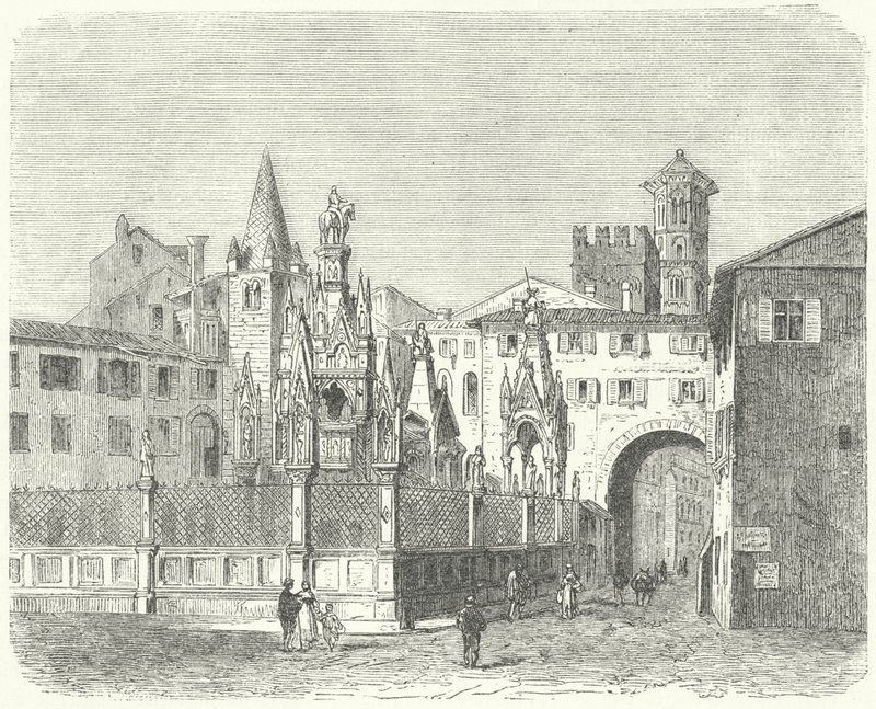 Tombeaux des Scaligeri, dirigeants médiévaux de Vérone (gravure) - German School