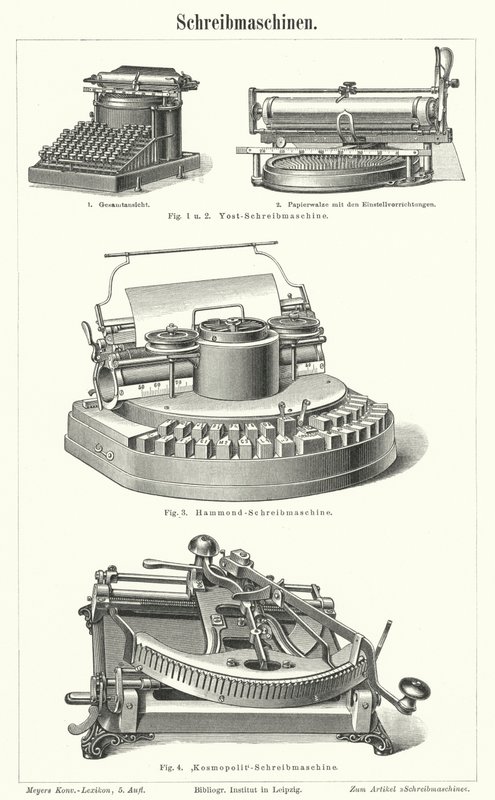 Machines à écrire (gravure) - German School