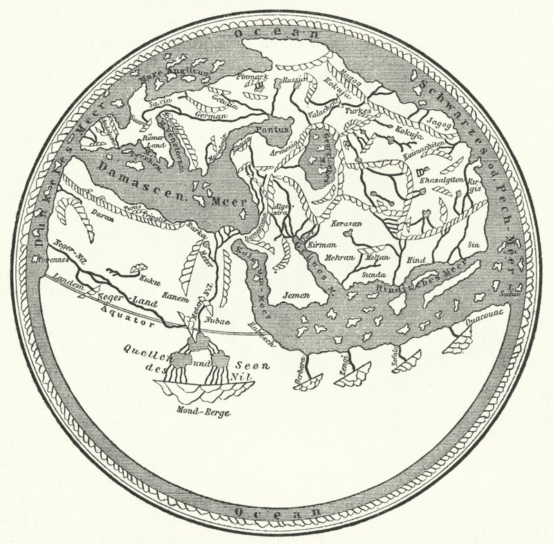 Carte du monde du géographe et cartographe arabe Muhammad al-Idrisi - German School