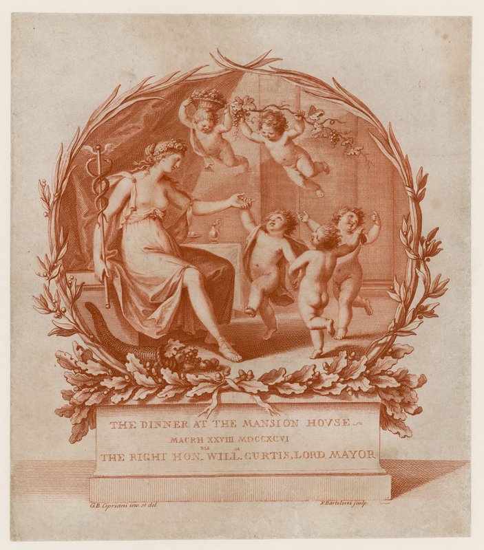 Invitation à dîner au Mansion House, Londres, le 28 mars 1796 (gravure) - Giovanni Battista Cipriani