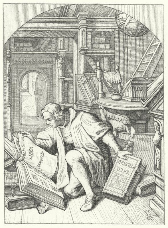 Martin Luther découvre une Bible latine dans la bibliothèque de l