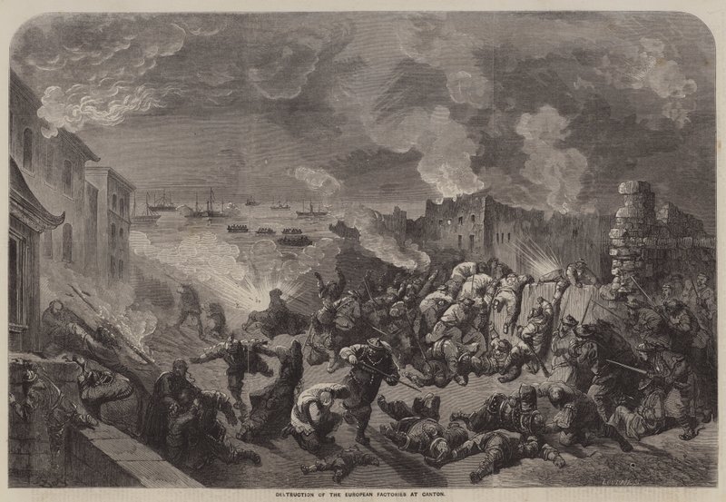 Destruction des usines européennes à Canton - Gustave Dore