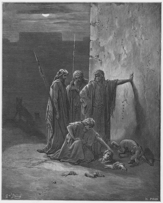 Gustave Doré Bible : Les compagnons de Jéhu trouvant les restes de Jézabel - Gustave Dore