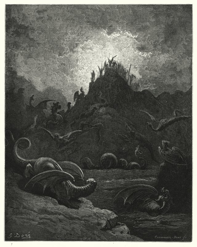 Illustration de Gustave Doré pour Le Paradis Perdu de Milton, Livre II, vers 628 - Gustave Dore