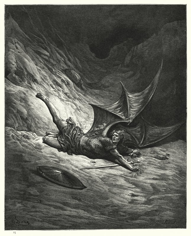 Illustration de Gustave Doré pour Le Paradis Perdu de Milton, Livre VI, vers 327, 328 - Gustave Dore