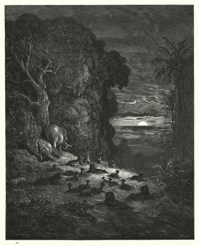 Illustration de Gustave Doré pour Le Paradis Perdu de Milton, Livre VII, vers 581, 582 - Gustave Dore