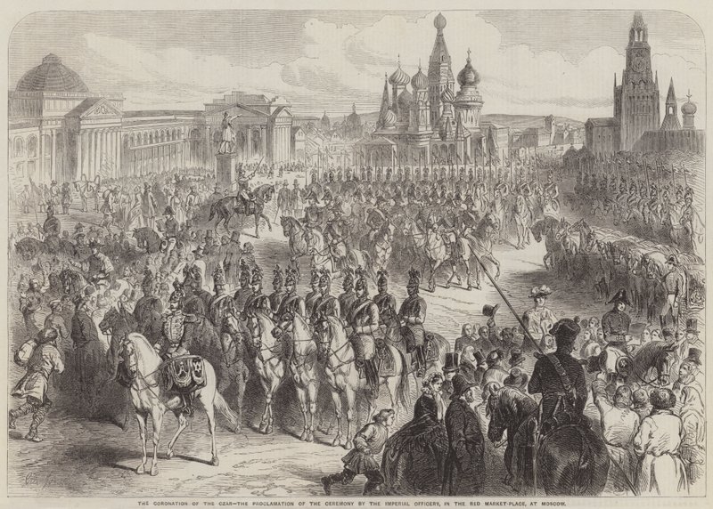 Le couronnement du tsar, la proclamation de la cérémonie par les officiers impériaux - Gustave Janet