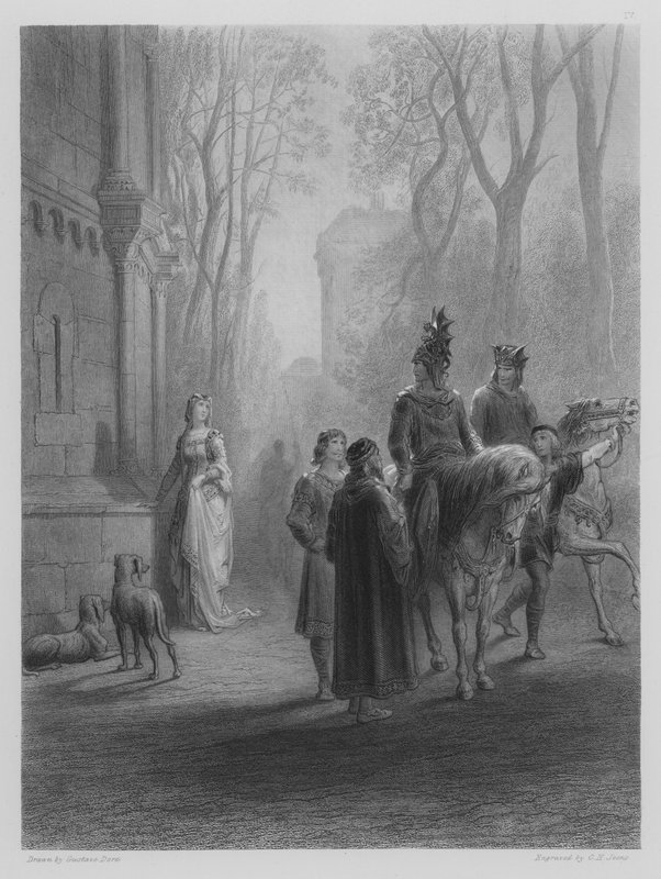 Lancelot fait ses adieux à Elaine - Gustave after Dore