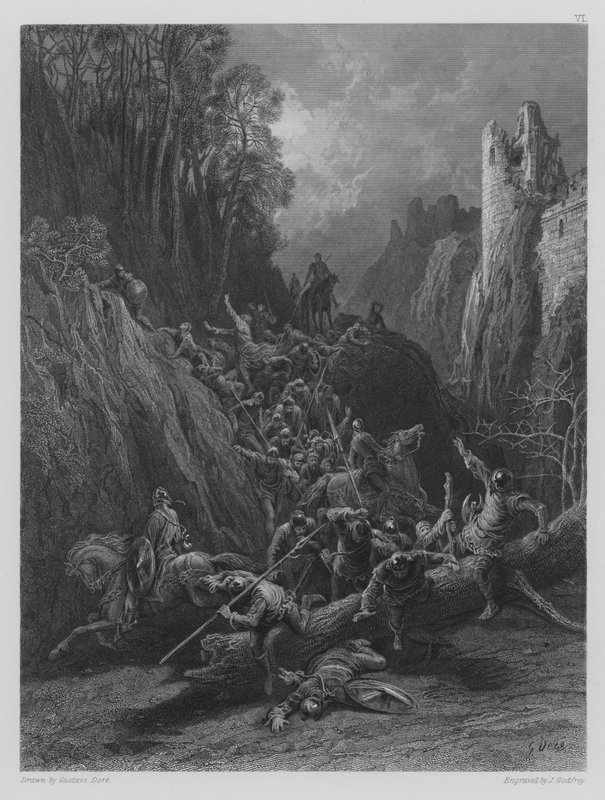 La fuite des compagnons de Earl Limours - Gustave after Dore