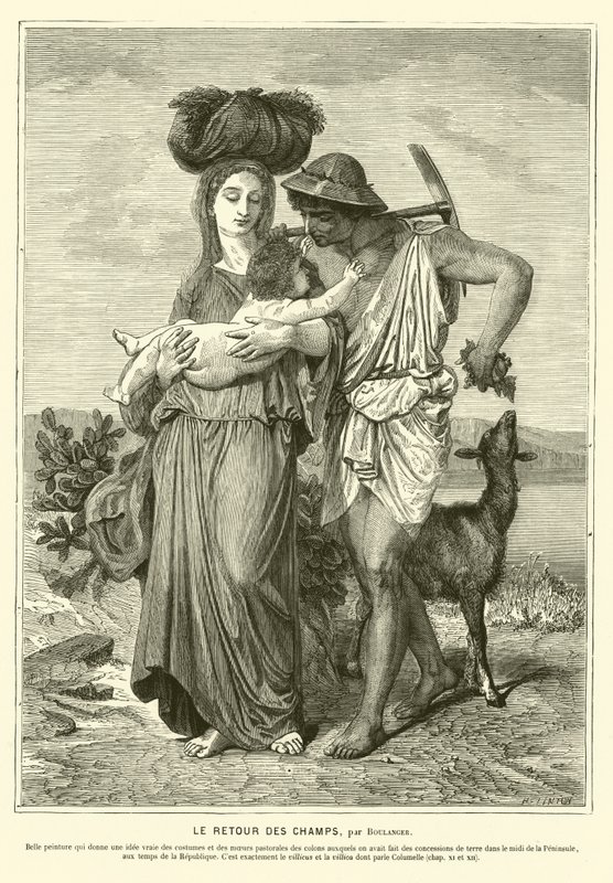 Paysans romains anciens rentrant chez eux après une journée dans les champs - Gustave Clarence Rodolphe Boulanger