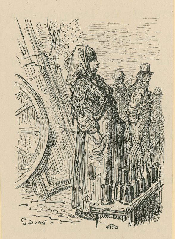 Une femme vendant des bouteilles en verre - Gustave Dore