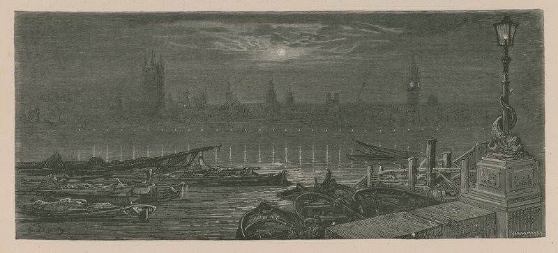Bateaux amarrés sur la Tamise - Gustave Dore