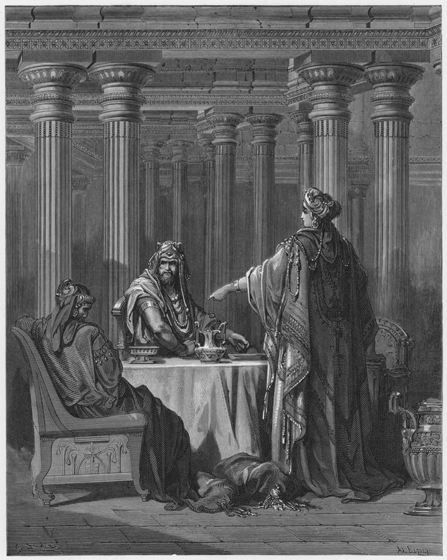 Gustave Doré Bible : Esther accusant Haman - Gustave Dore