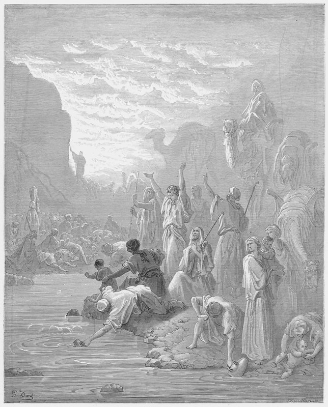 Moïse frappant le rocher à Horeb - Gustave Dore