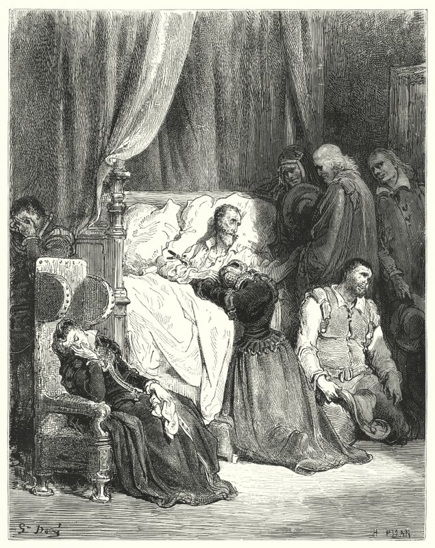 Mort de Don Quichotte (gravure) - Gustave Dore