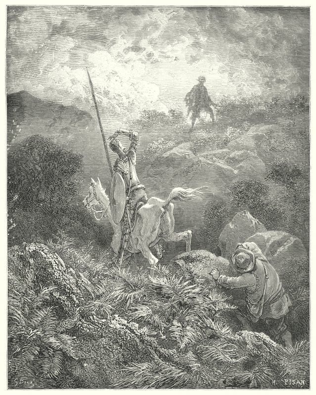 Don Quichotte de Gustave Doré: "Il aperçut au sommet d