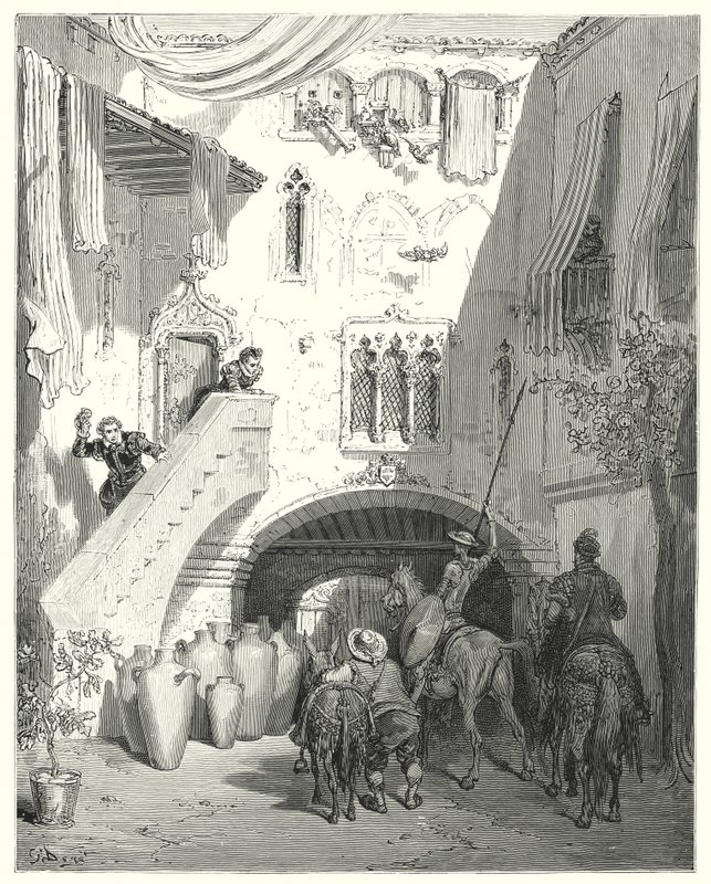Don Quichotte de Gustave Doré : « Ô urnes tobosiennes ! qui éveillent en mon esprit les pensées du doux gage de mes plus amères douleurs ! » - Gustave Dore