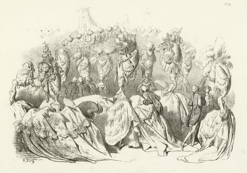 Coiffures sous le règne de Louis XVI (gravure) - Gustave Dore