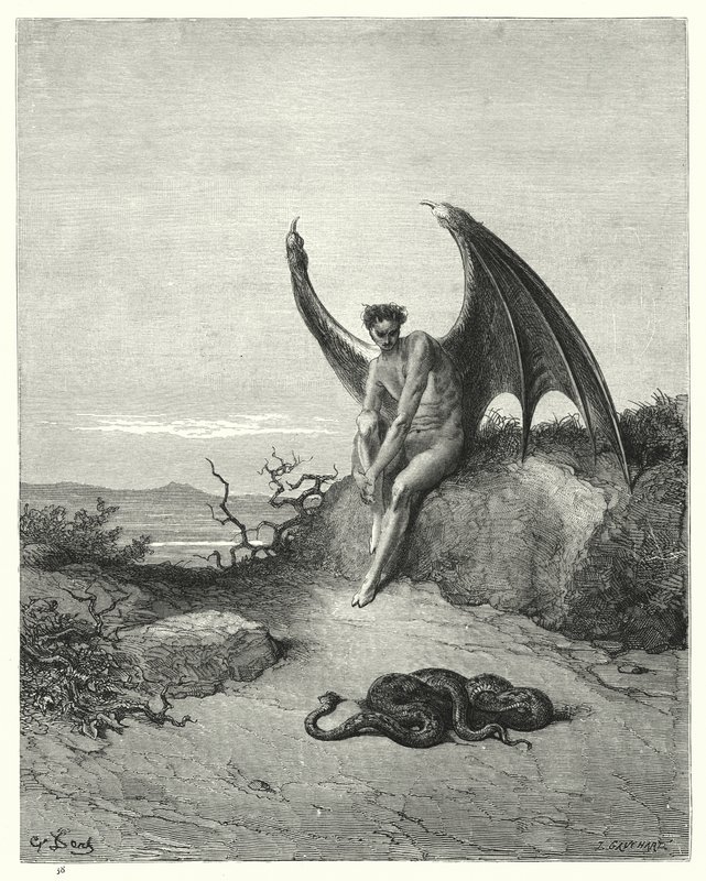 Illustration par Gustave Doré pour Le Paradis perdu de Milton, Livre IX, vers 182, 183 - Gustave Dore
