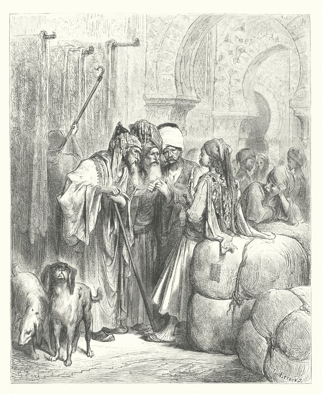 Les Fables de La Fontaine : Le Bashaw et le marchand (gravure) - Gustave Dore
