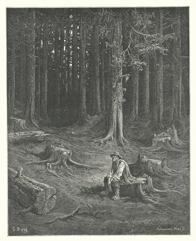 Les Fables de La Fontaine : La Forêt et le Bûcheron - Gustave Dore
