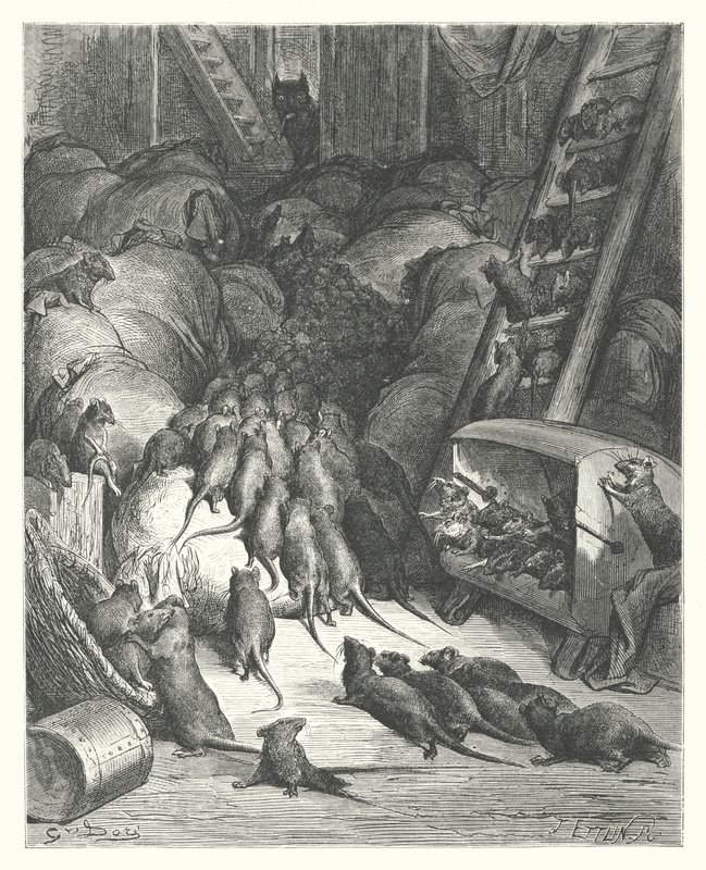 Les Fables de La Fontaine : La Ligue des Rats - Gustave Dore