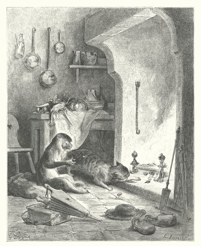 Les Fables de La Fontaine : Le Singe et le Chat - Gustave Dore