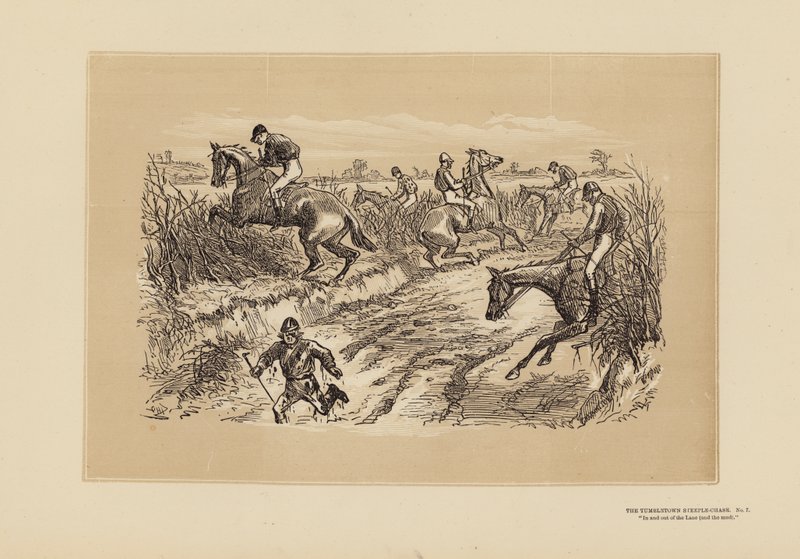 La course de steeple de Tumbletown, n°7, Le Chemin (gravure) - Hablot Knight (1815-92) Browne
