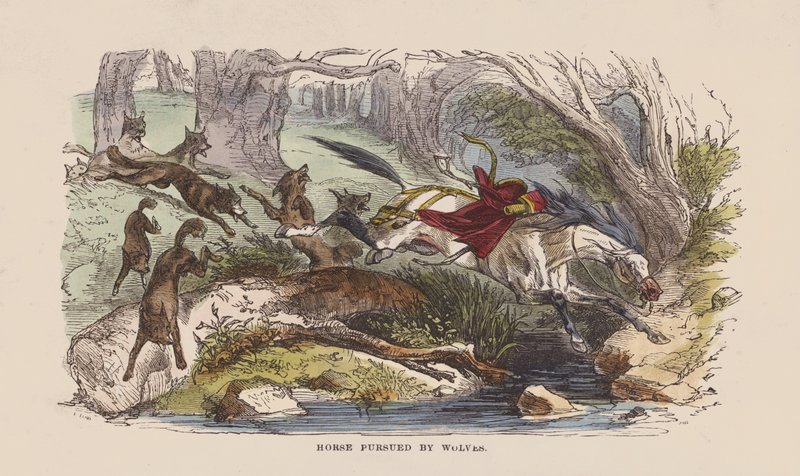 Cheval poursuivi par des loups - after Hablot Knight Browne