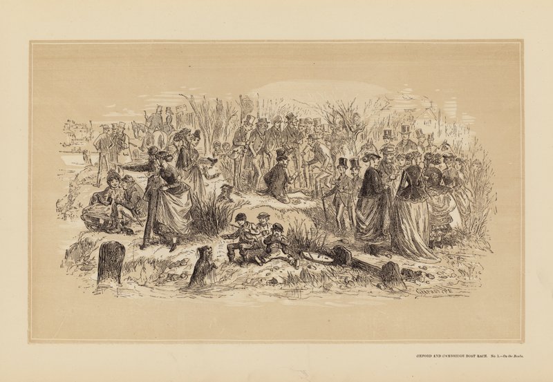 Course de bateaux Oxford et Cambridge, n°1, sur les berges - Hablot Knight (1815 92) Browne